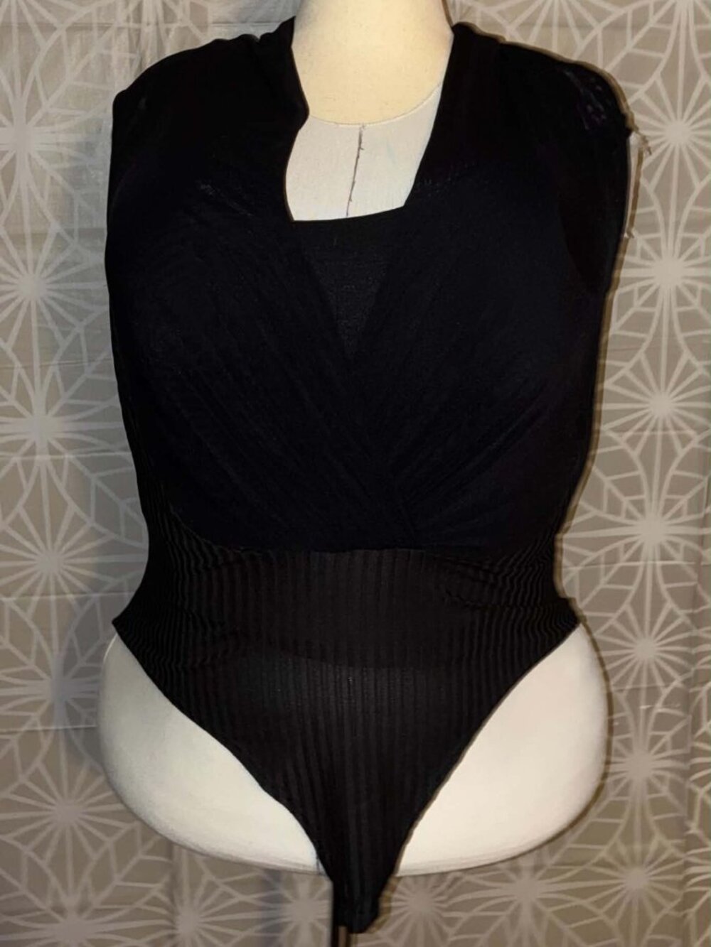 Fashion Nova Mesh & Polyester Bodysuit • Black • Size 2X